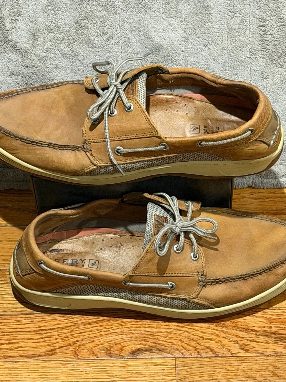 Sperry Top-Sider Men’s 14 M Brown Leather Boat Shoes Lace Up Casual Deck Preppy